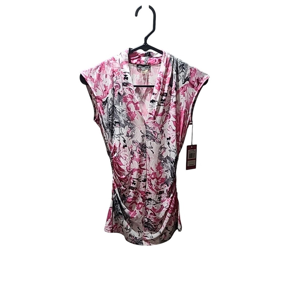 Vince Camuto Short Sleeve Blouse Women's XS Pink And Gray